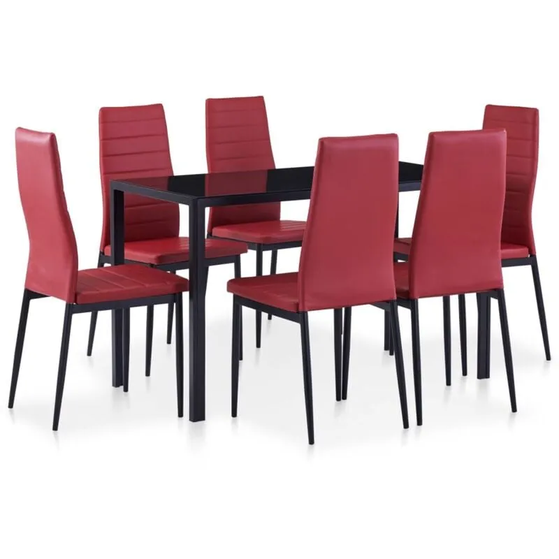 Vidaxl - Set da Pranzo 7 pz Rosso Vino