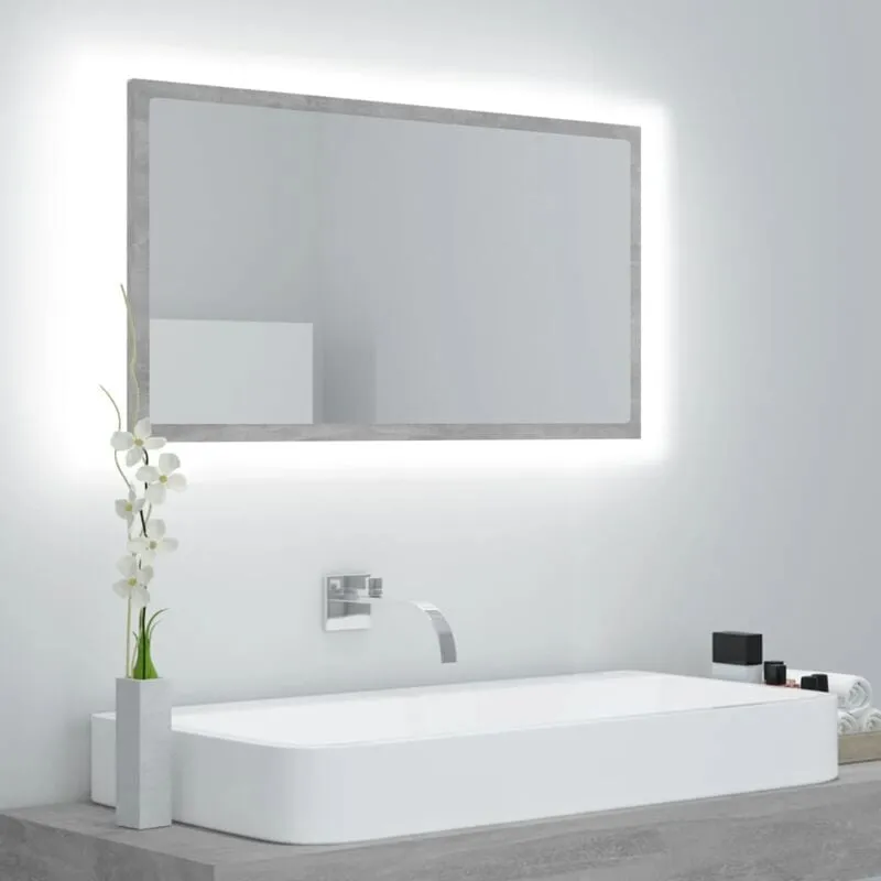 Specchio da Bagno a led Grigio 80x8,5x37 cm in Acrilico - Vidaxl