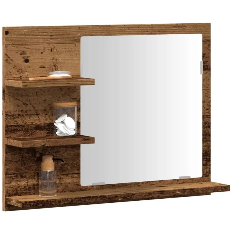 Armadietto a Specchio da Bagno Legno Vecchio 60x10,5x45 cm Vidaxl 824892