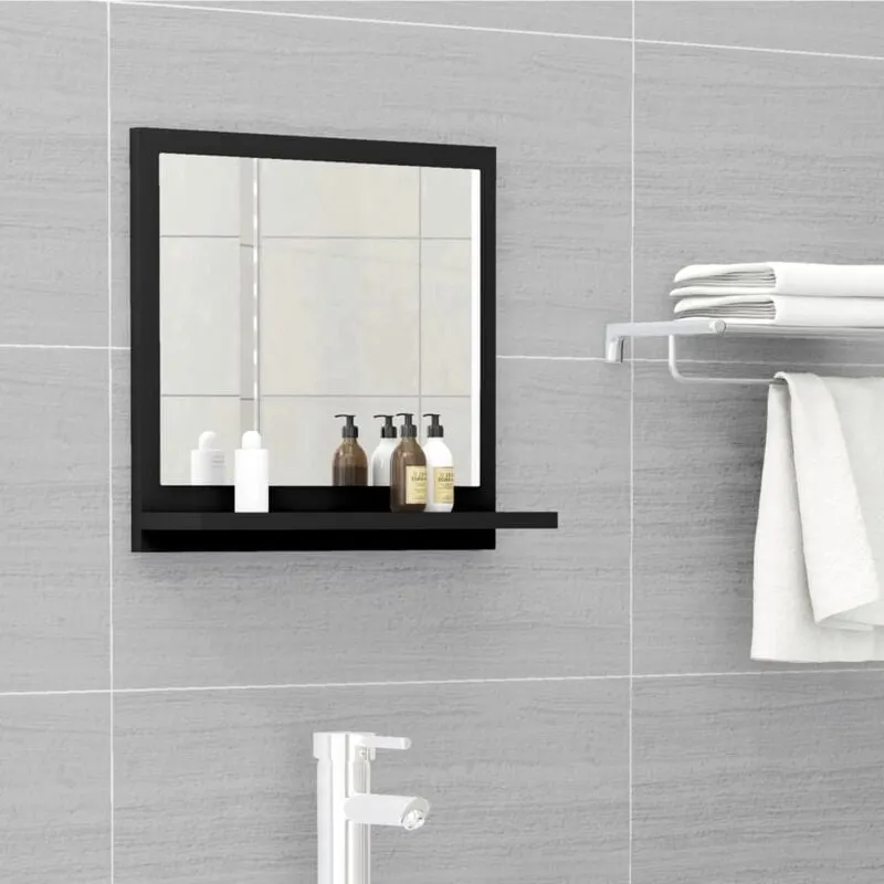 Specchio da Bagno Nero 40x10,5x37 cm in Legno Multistrato - Vidaxl