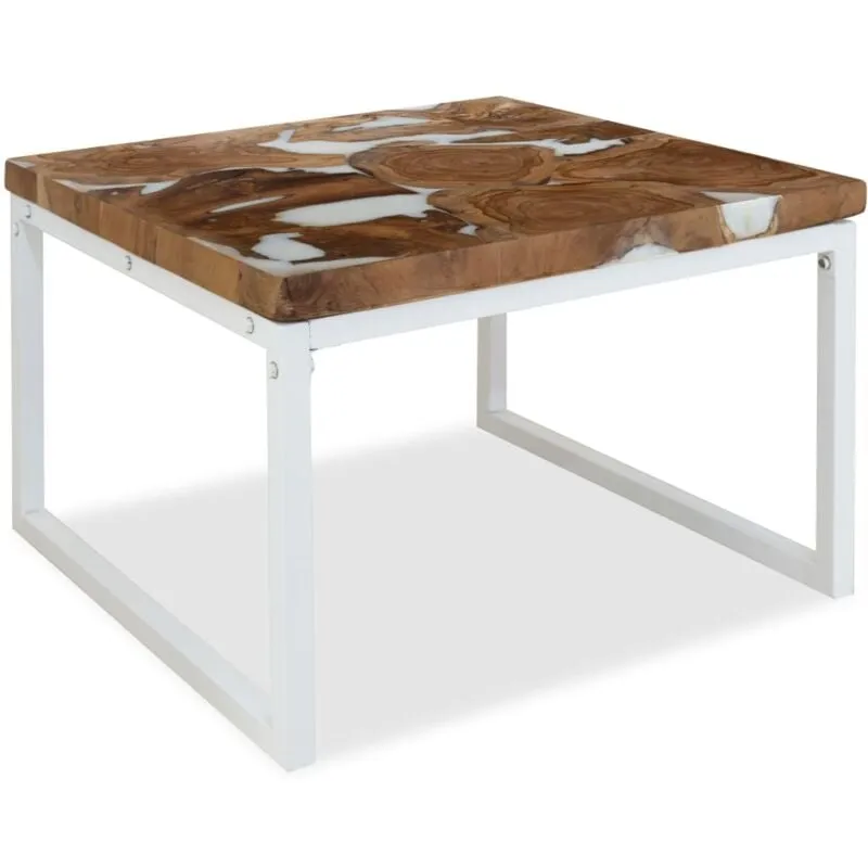 Vidaxl - Tavolino da Salotto in Legno di Teak e Resina 60x60x40 cm