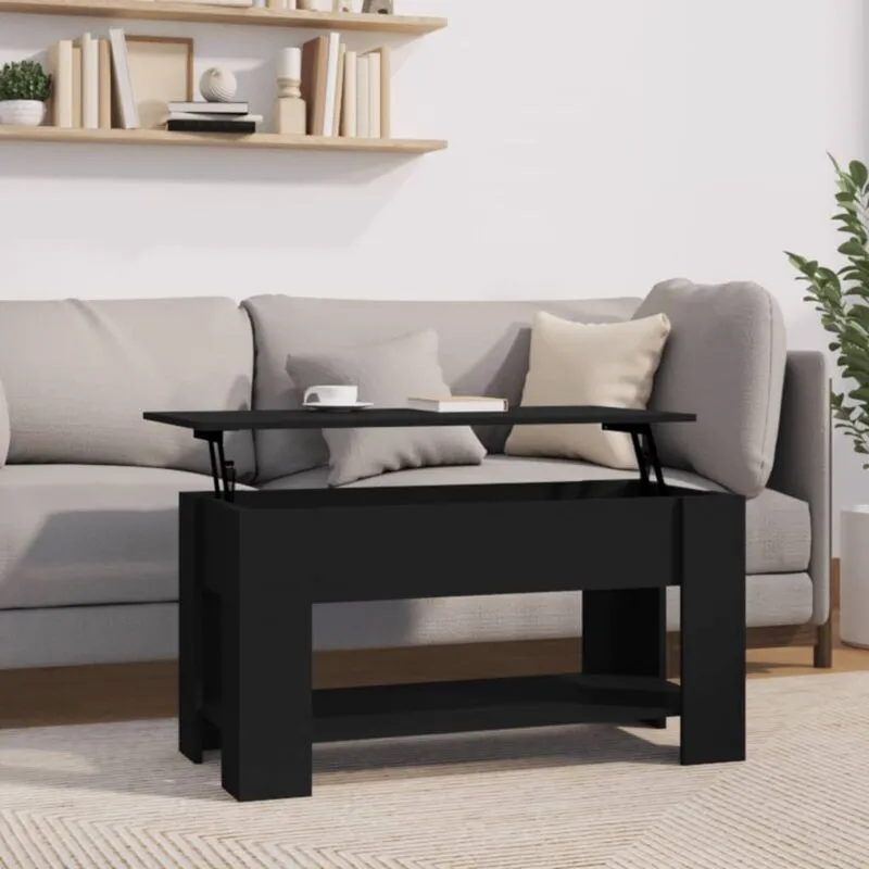 Tavolino da Salotto Nero 101x49x52 cm in Legno Multistrato - Vidaxl