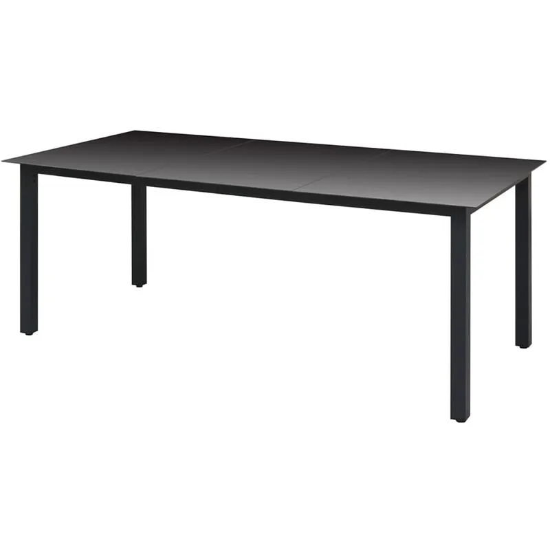 Tavolo da Giardino Nero 190x90x74 cm in Alluminio e Vetro - Vidaxl