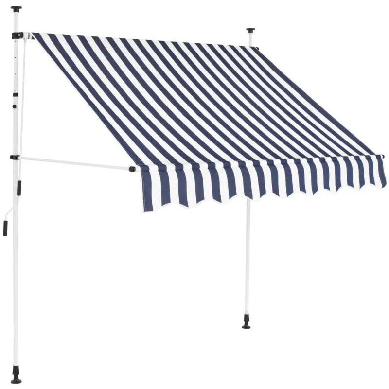 Tenda da Sole Retrattile Manuale 150 cm a Strisce Blu e Bianche - Vidaxl