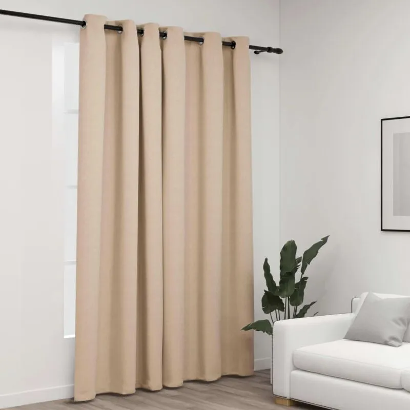 Vidaxl - Tenda Oscurante Effetto Lino con Occhielli Beige 290x245 cm