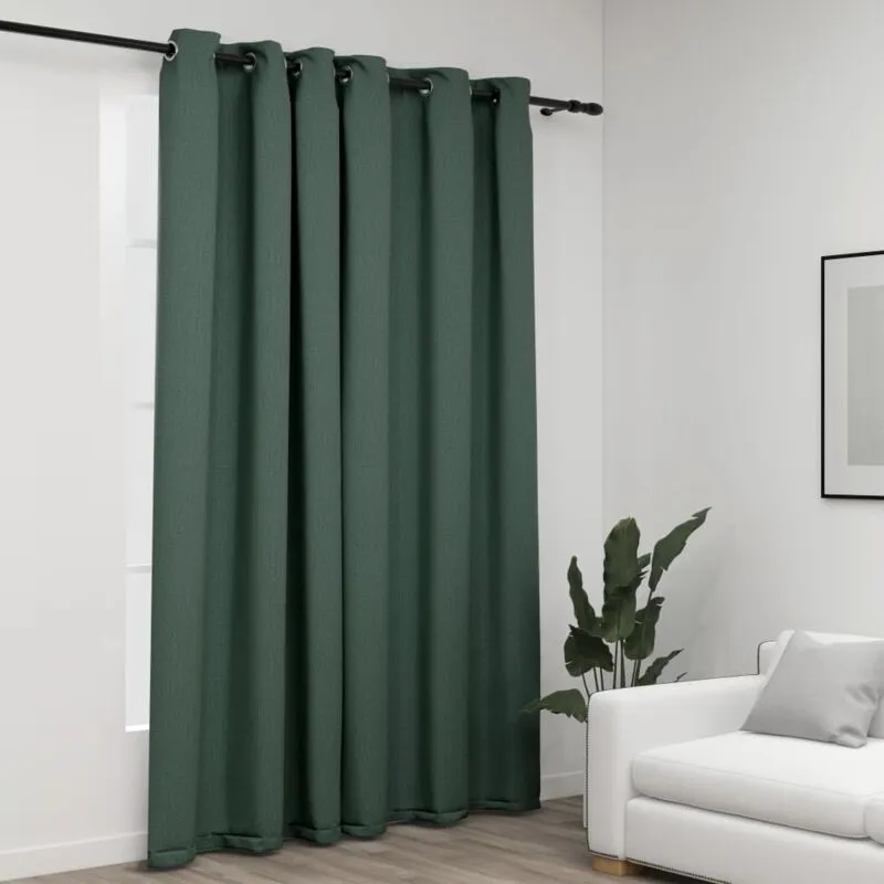 Tenda Oscurante Effetto Lino con Occhielli Verde 290x245 cm - Vidaxl