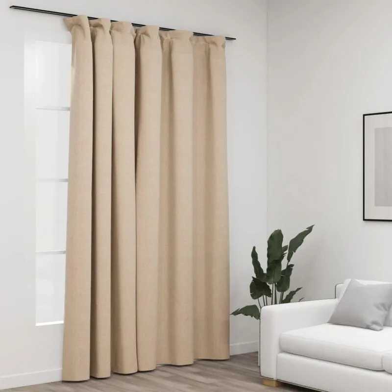 Vidaxl - Tenda Oscurante Effetto Lino con Ganci Beige 290x245 cm