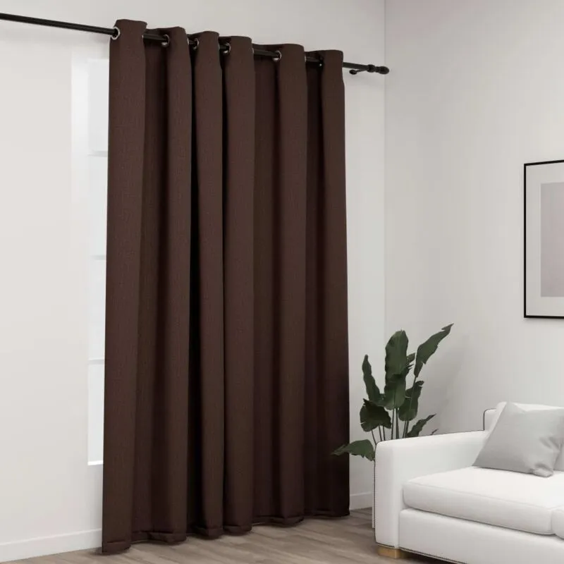 Tenda Oscurante Effetto Lino con Occhielli Talpa 290x245 cm - Vidaxl