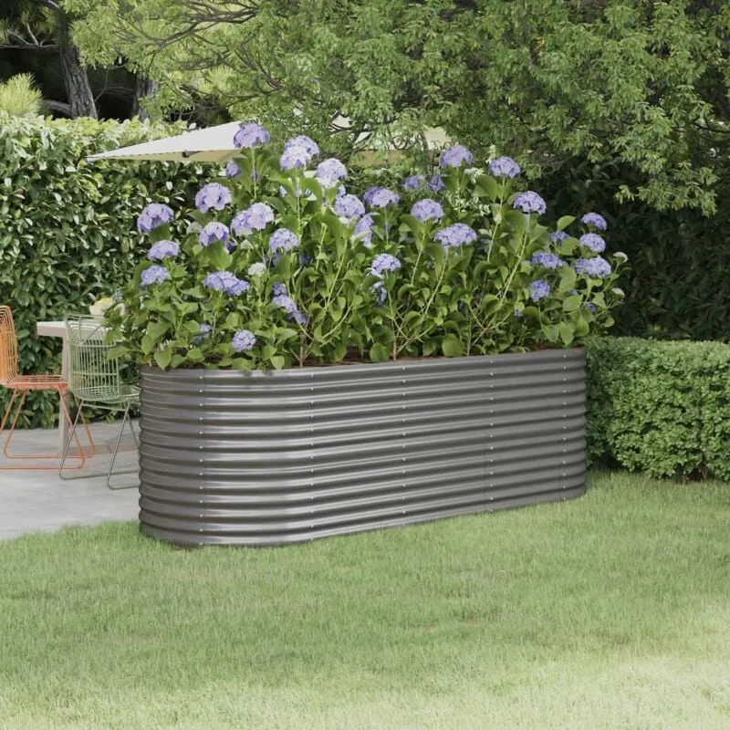 vidaXL Letto Giardino Acciaio Verniciato a Polvere 224x80x68 cm Grigio