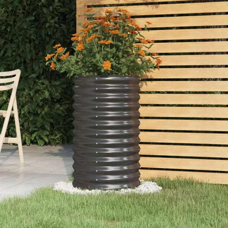 Vaso Giardino Acciaio Verniciato Polvere 40x40x68 cm Antracite - Vidaxl