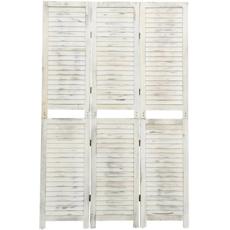 Divisorio a 3 Pannelli Bianco Antico 105x165 cm in Legno - Vidaxl