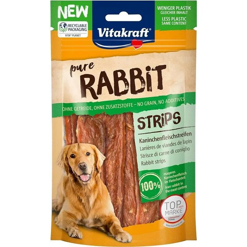  - spuntino per cani rabbit a strisce di carne di coniglio da 80 gr