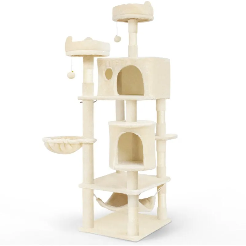 Vounot - Castello per Gatti xxl con Tiragraffi, Albero per Gatti 168cm, Beige