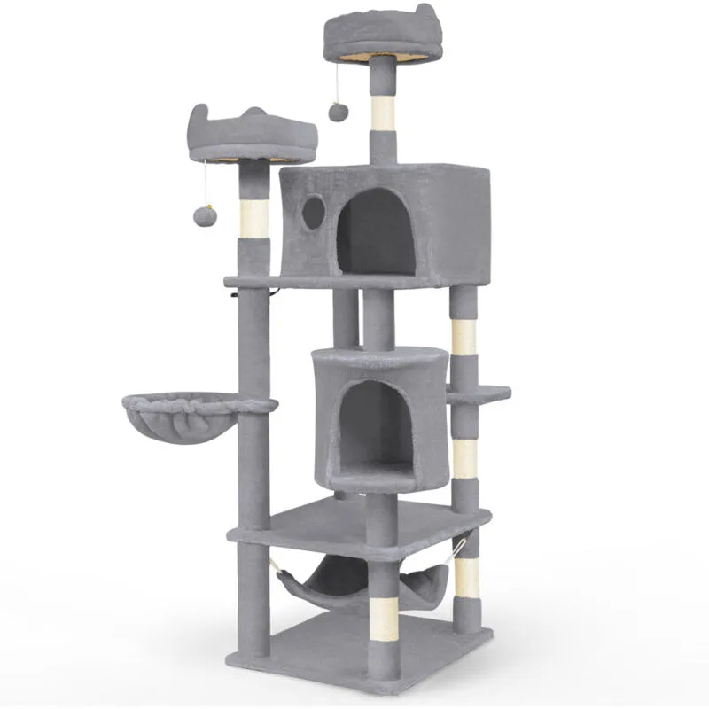 Vounot - Castello per Gatti xxl con Tiragraffi, Albero per Gatti 168cm, Grigio