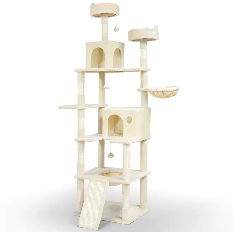 Vounot - Castello per Gatti xxl con Tiragraffi, Albero per Gatti 215cm, Beige