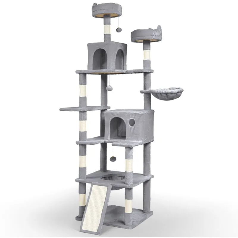 Vounot - Castello per Gatti xxl con Tiragraffi, Albero per Gatti 215cm, Grigio