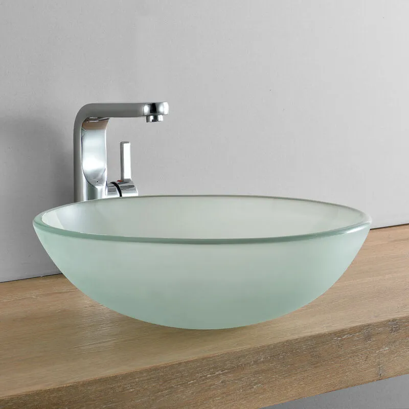 [neu.haus] - Lavabo Rotondo Ø42 cm Lavandino da Appoggio in Vetro Opaco