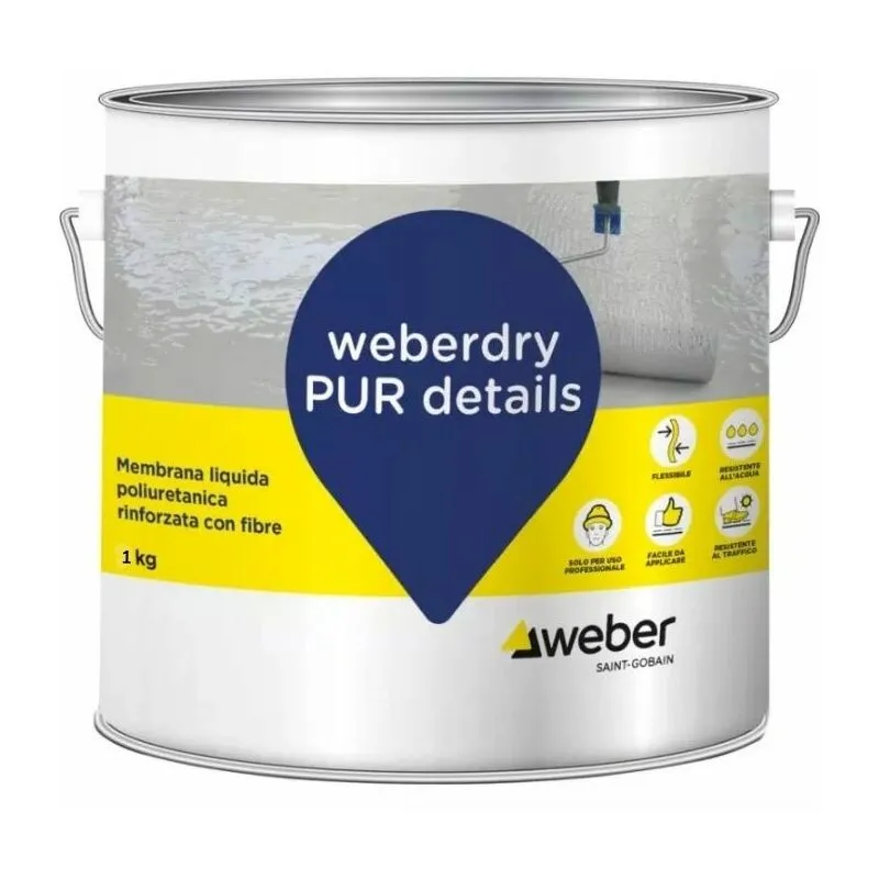 Weberdry pur details membrana liquida grigio secchio kg 1