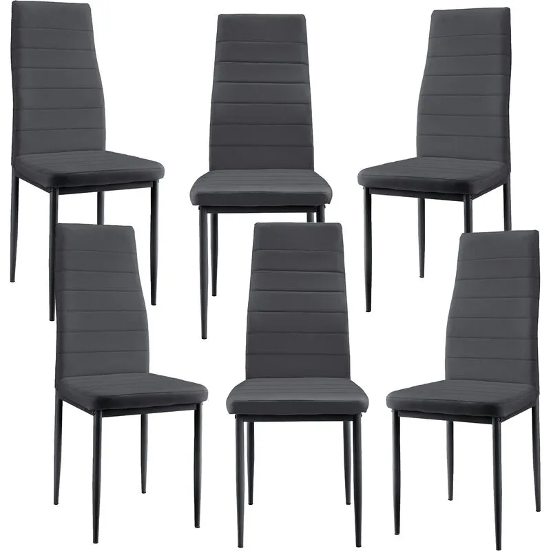 Set 6 sedie da pranzo design moderno con imbottitura in similpelle vari colori dimensioni : grigio scuro