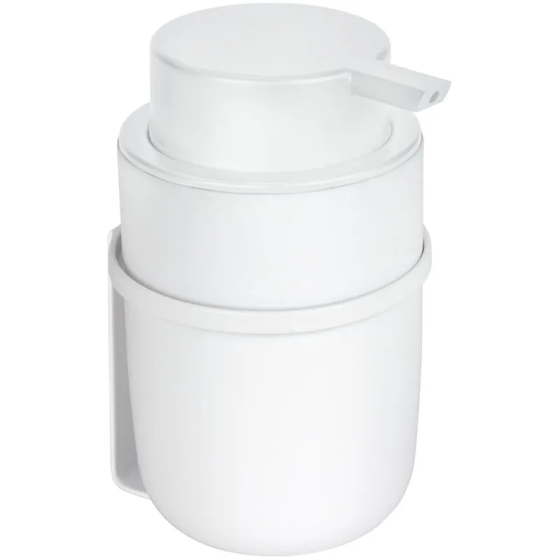 Turbo-Loc® Dispenser di Sapone Carpino Bianco, Installazione senza forare, Bianco, Polistirolo bianco, Plastica (abs) bianca, Metallo bianco - 