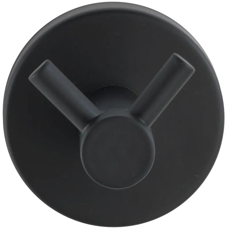 Gancio da Muro Portasciugamani Duo Bosio Nero, Gancio Porta Cappotto da Muro, Acciaio Inox, ø 5,5x5,5 cm, Nero opaco - 