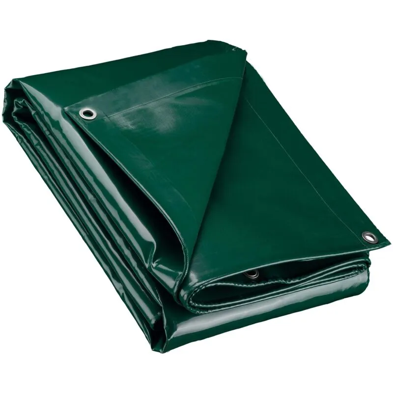 Wiltec - Telone occhiellato verde 2 x 3 m resistente alle intemperie e a raggi uv, impermeabile, robusto telo di protezione in poliestere 650 g/m²