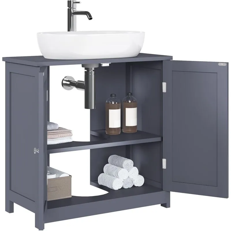 Amardietto Sottolavabo per Bagno in mdf con 2 Ante, Grigio - Woltu