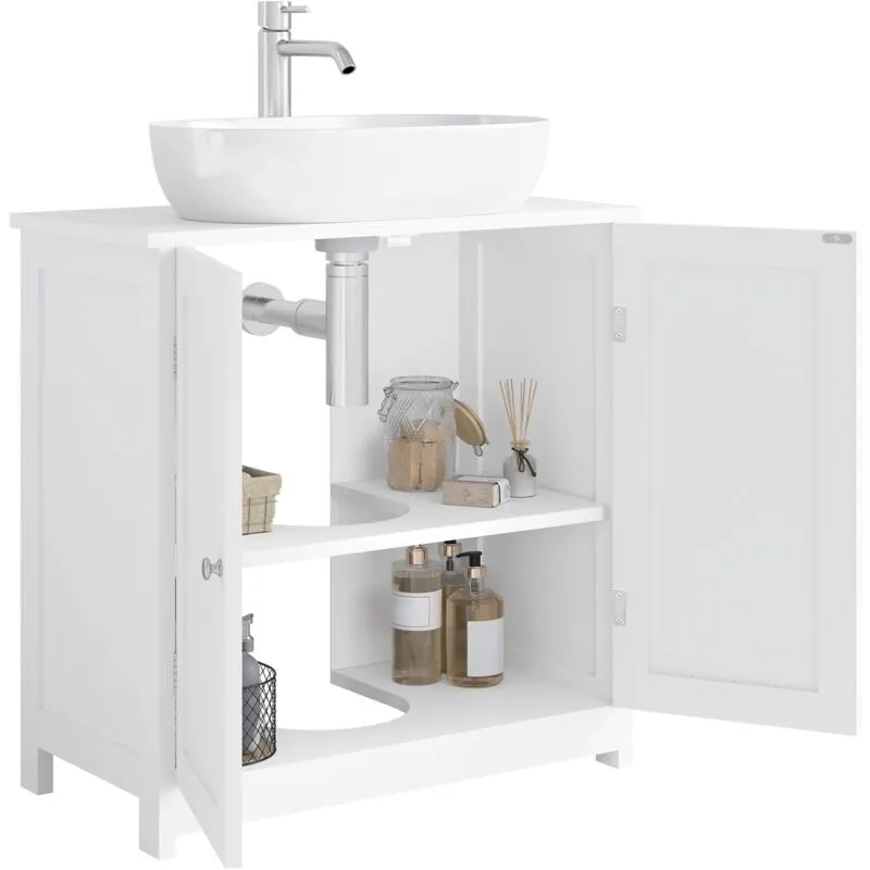 Amardietto Sottolavabo per Bagno in mdf con 2 Ante, Bianco - Woltu