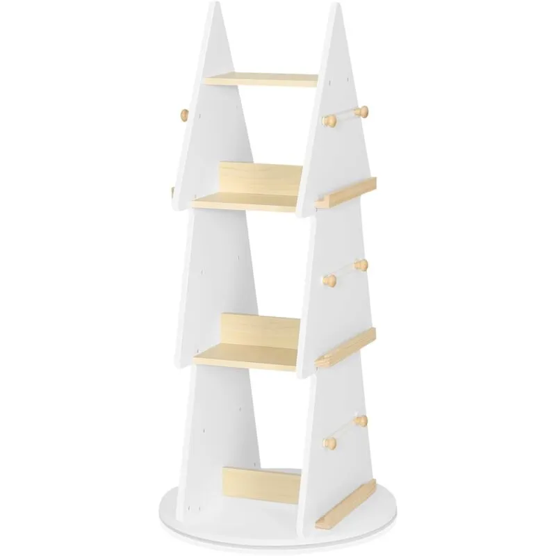 Libreria per Bambini,Scaffale Girevole/Scaffale ad Albero a 360° Rotante a 4 Ripiani,Bianco - Woltu