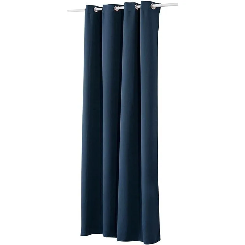 Tenda Oscurante per Finestre con Occhielli per Camera da Letto. 1 Pannello Blu Scuro - Woltu