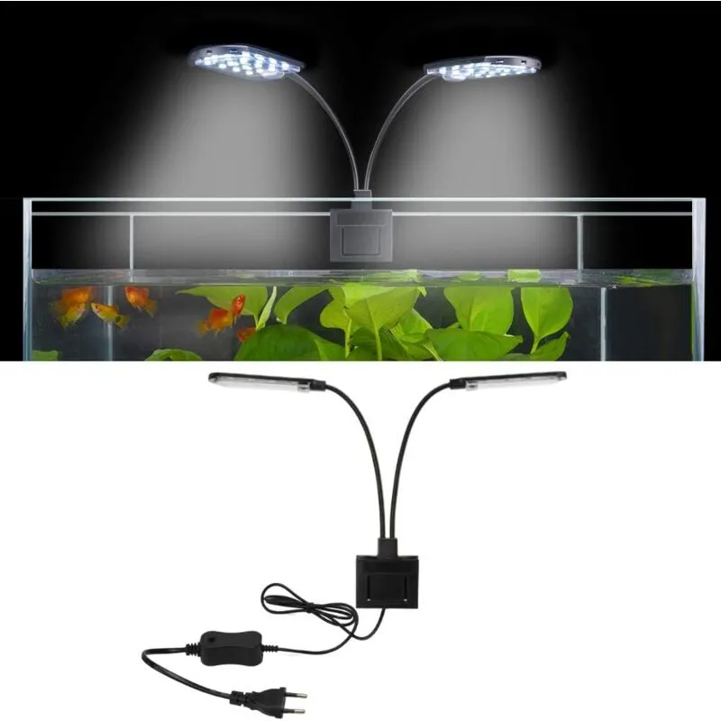 X7 Gemini led Luce per acquario Doppia testa 220V 10W 1600LM X7 per acquario da 8-15 pollici