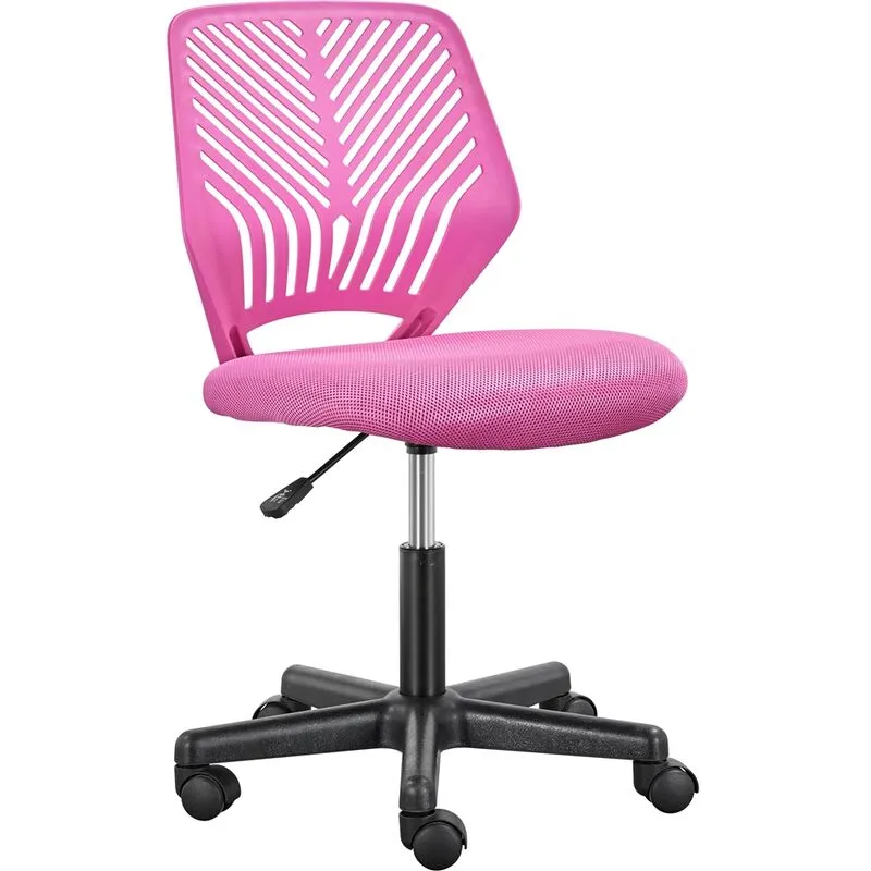 Yaheetech - Sedia Ufficio Scrivania Girevole a Rotelle Ergonomica Portata 136 kg Senza Braccioli in Rete Traspirante Altezza Regolabile Rosa