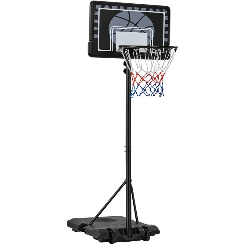 Canestro da Basket Sistema di Pallacanestro Regolabile Nero con 76 cm Tabellone - Yaheetech