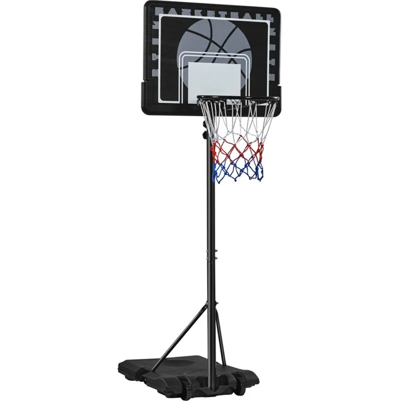 Canestro da Basket Sistema di Pallacanestro Regolabile Nero con 82 cm Tabellone - Yaheetech