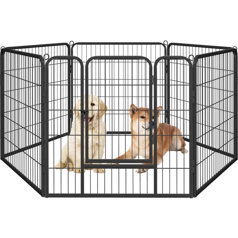 Yaheetech Recinto per Cani Cuccioli Conigli Gatti Animali da Interno e Esterno Giardino Rete Recinzione Ferro 6 pz 80 x 80 cm