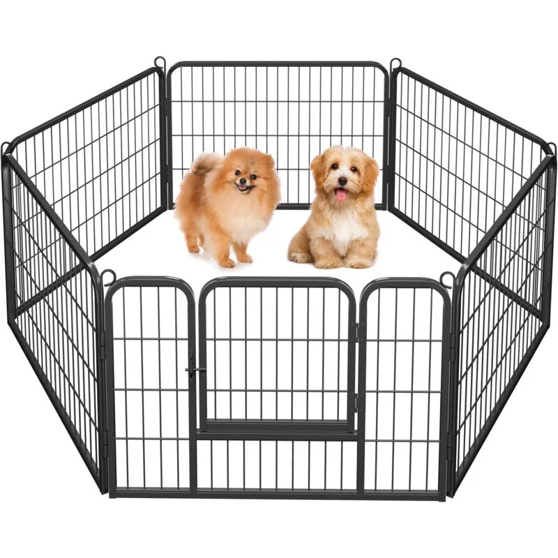 Recinto per Cani Cuccioli Conigli Gatti Animali da Interno e Esterno Giardino Rete Recinzione Ferro 6 pz 60 x 80 cm - Yaheetech