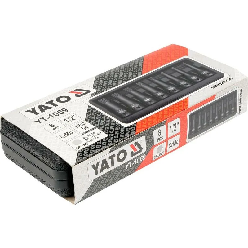 YT-1069 - Set di prese a basso impatto 8pcs 1/2' scanalato - Yato