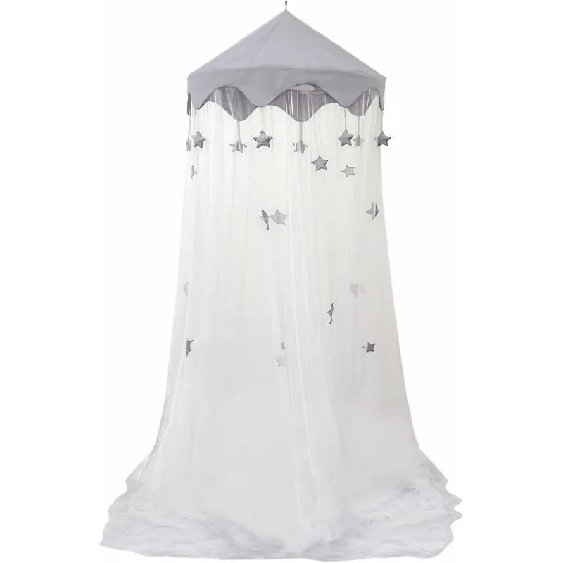 Zanzariera Ignifuga 2,5x13,5m Baldacchino Struttura a Stella Sopraccielo Bambini - weiss