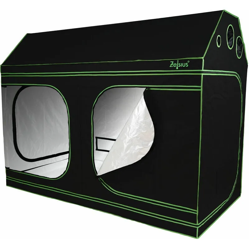 Zelsius Grow Tent 240 x 120 x 180 cm nero/verde per la coltivazione di piante da interno