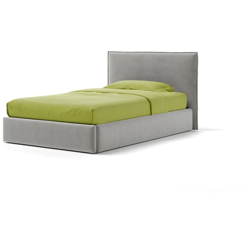 Letto Contenitore Made In Italy Cangù zoom singolo grande tessuto grigio perla