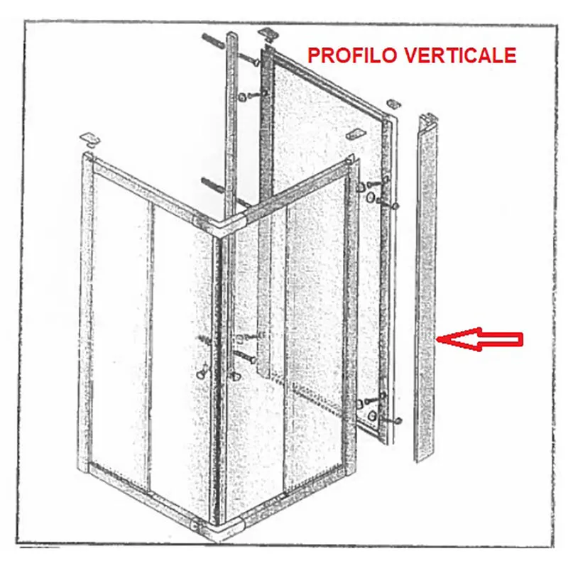 Zz-profilo verticale x parete fissa CRIST.TRAS/SER.MM.6CM.74/80LUSSO pz 1