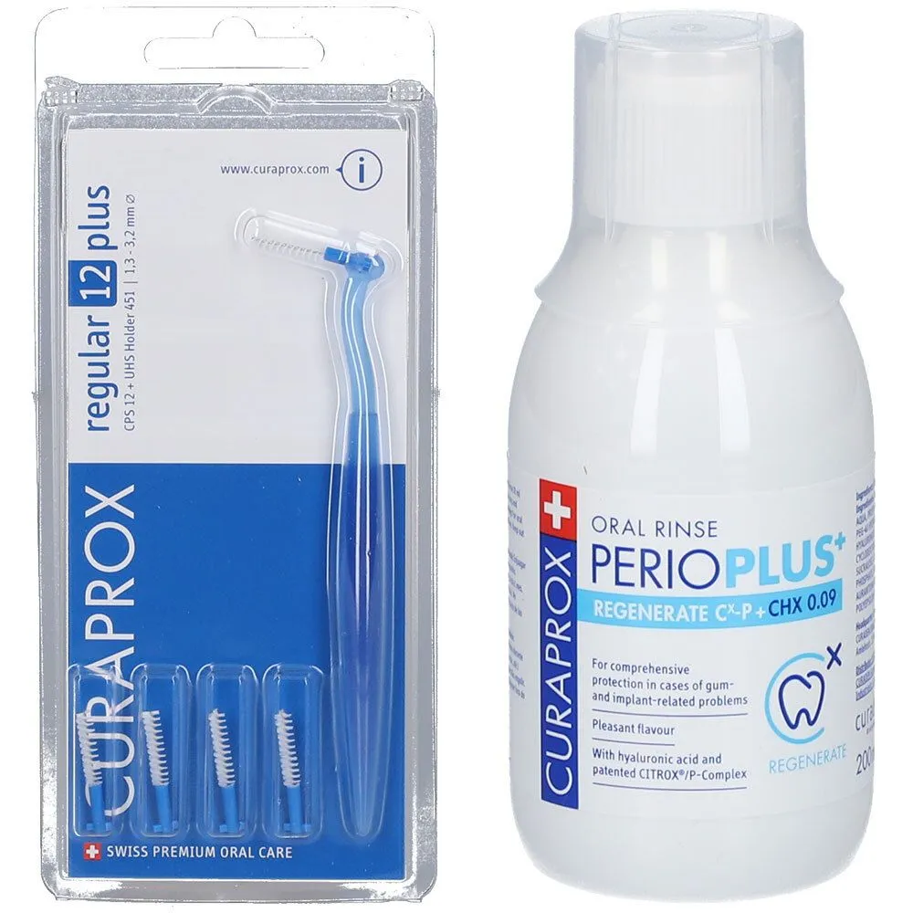 CURAPROX Regular 12 Plus Scovolini + Perioplus+ Regenerate Collutorio