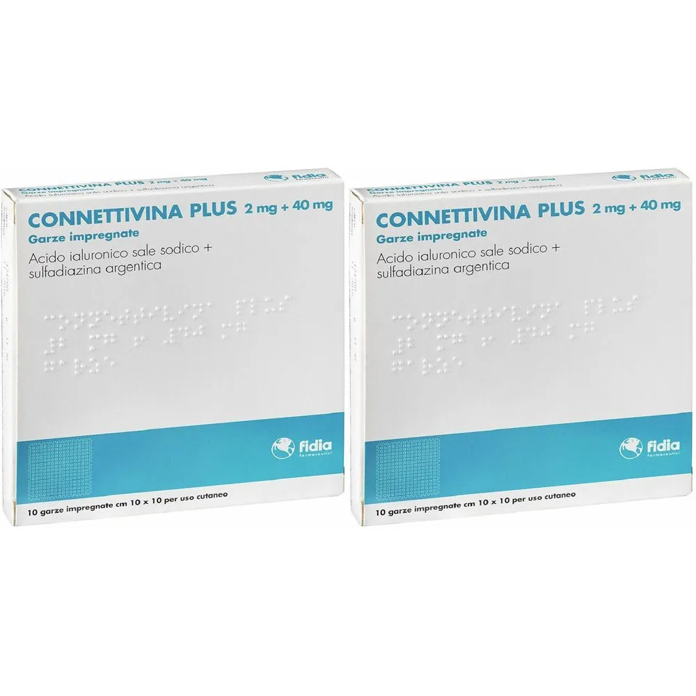 CONNETTIVINA Plus Garze impregnate 2 mg + 40 mg Set da 2