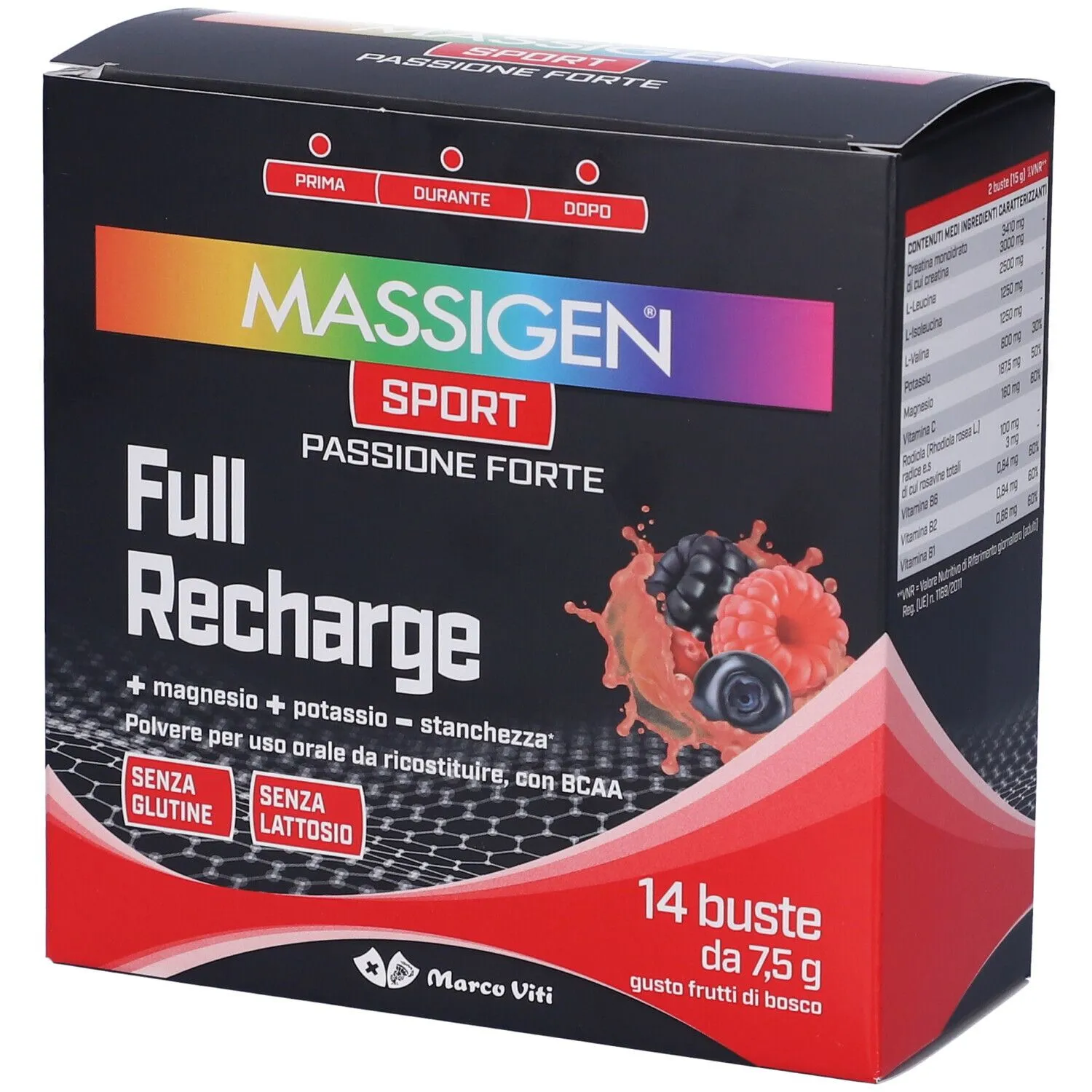 MASSIGEN Sport Full Recharge Bustine Gusto Frutti di Bosco