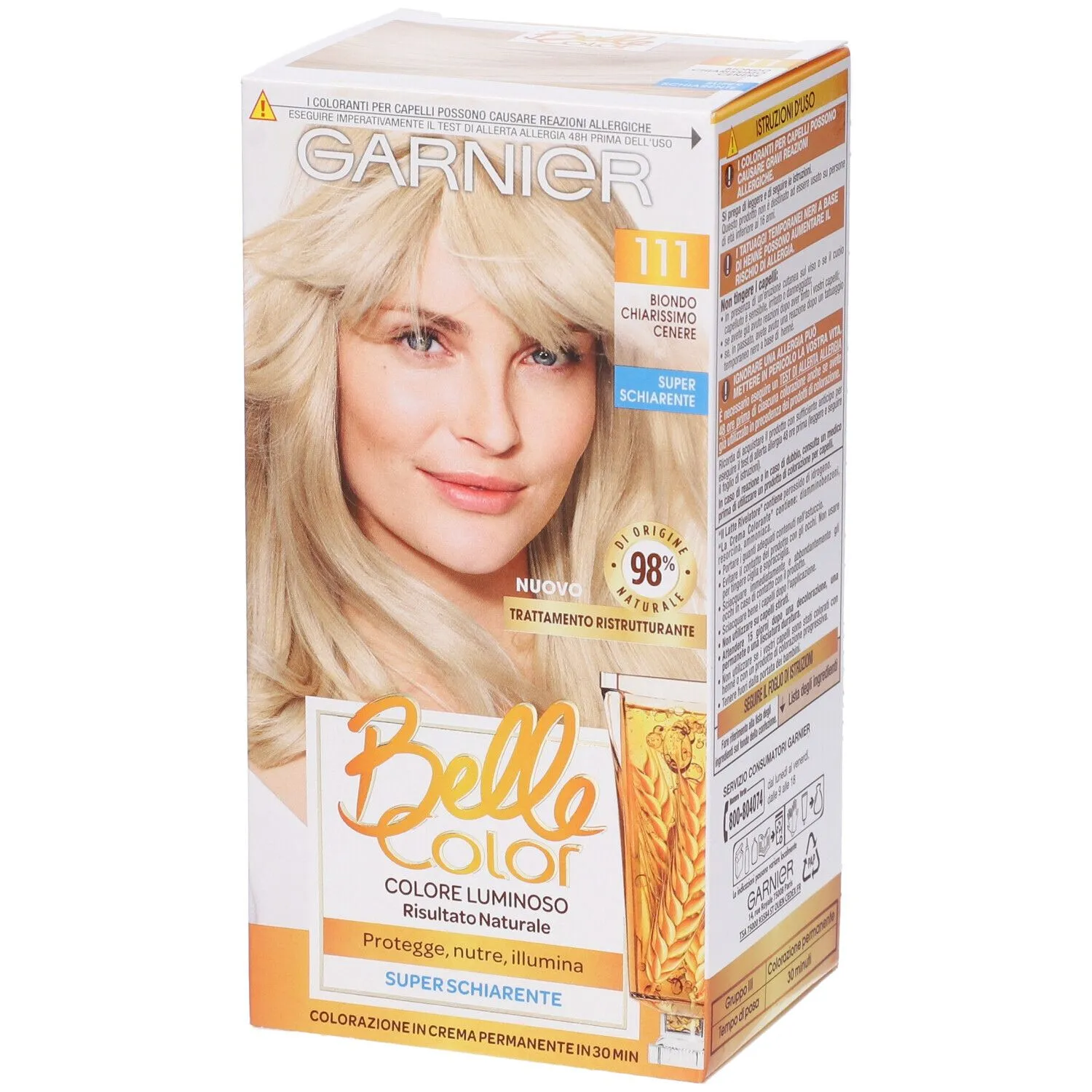  Tinta Capelli Belle Color, Colore Luminoso e Riflessi Naturali, Copre il 100% dei capelli bianchi, Biondo Chiarissimo Cenere Naturale