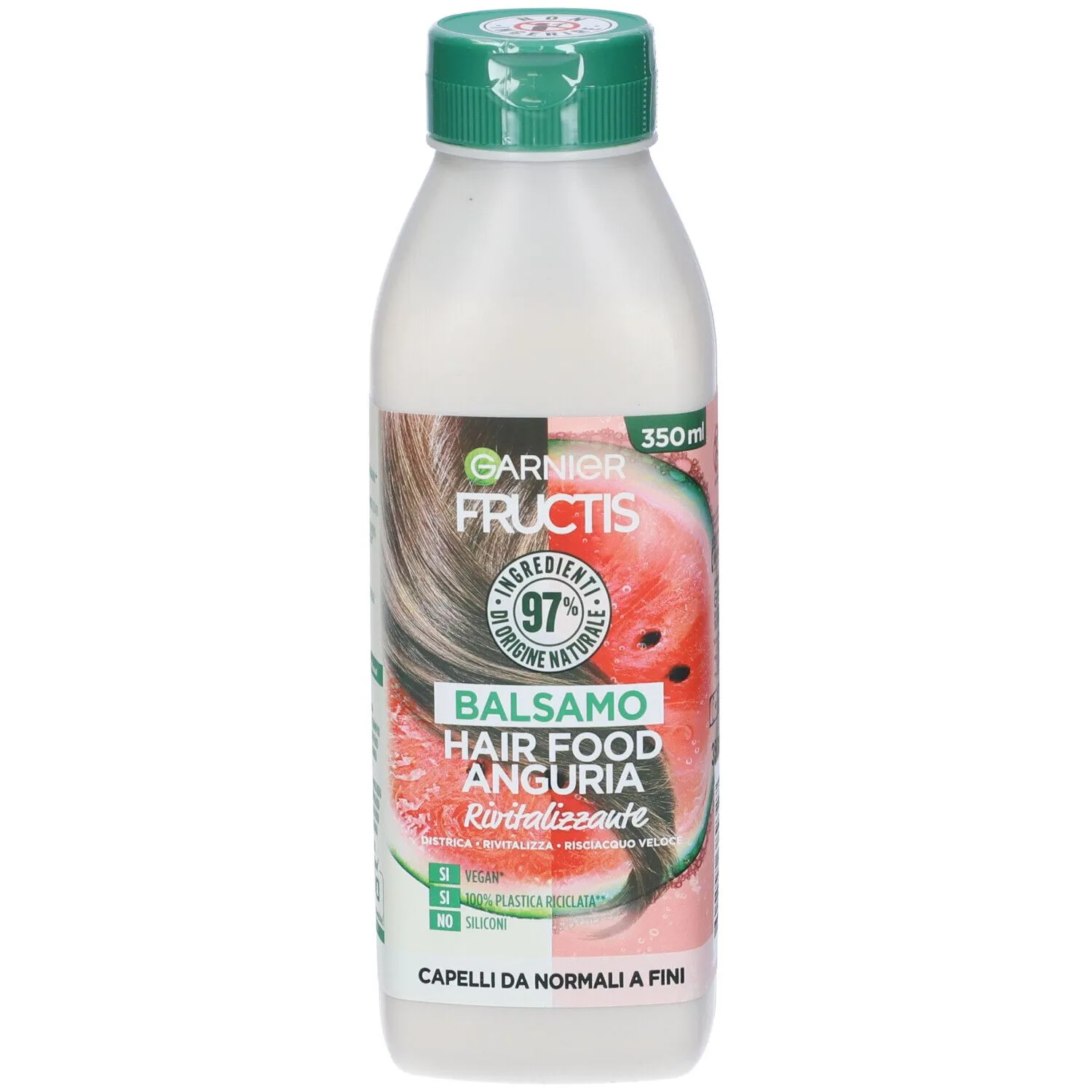  Fructis Hair Food Anguria Rivitalizzante, Balsamo per Capelli Fini, 97% di Ingredienti di Origine Naturale, Senza Siliconi
