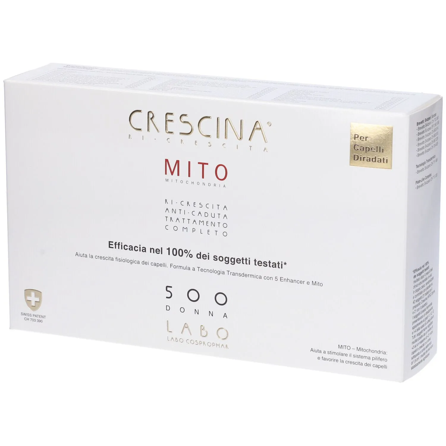 CRESCINA® Transdermic Ri-Crescita MITO + Anti-Caduta MITO Trattamento 500 Donna 10 + 10 Fiale