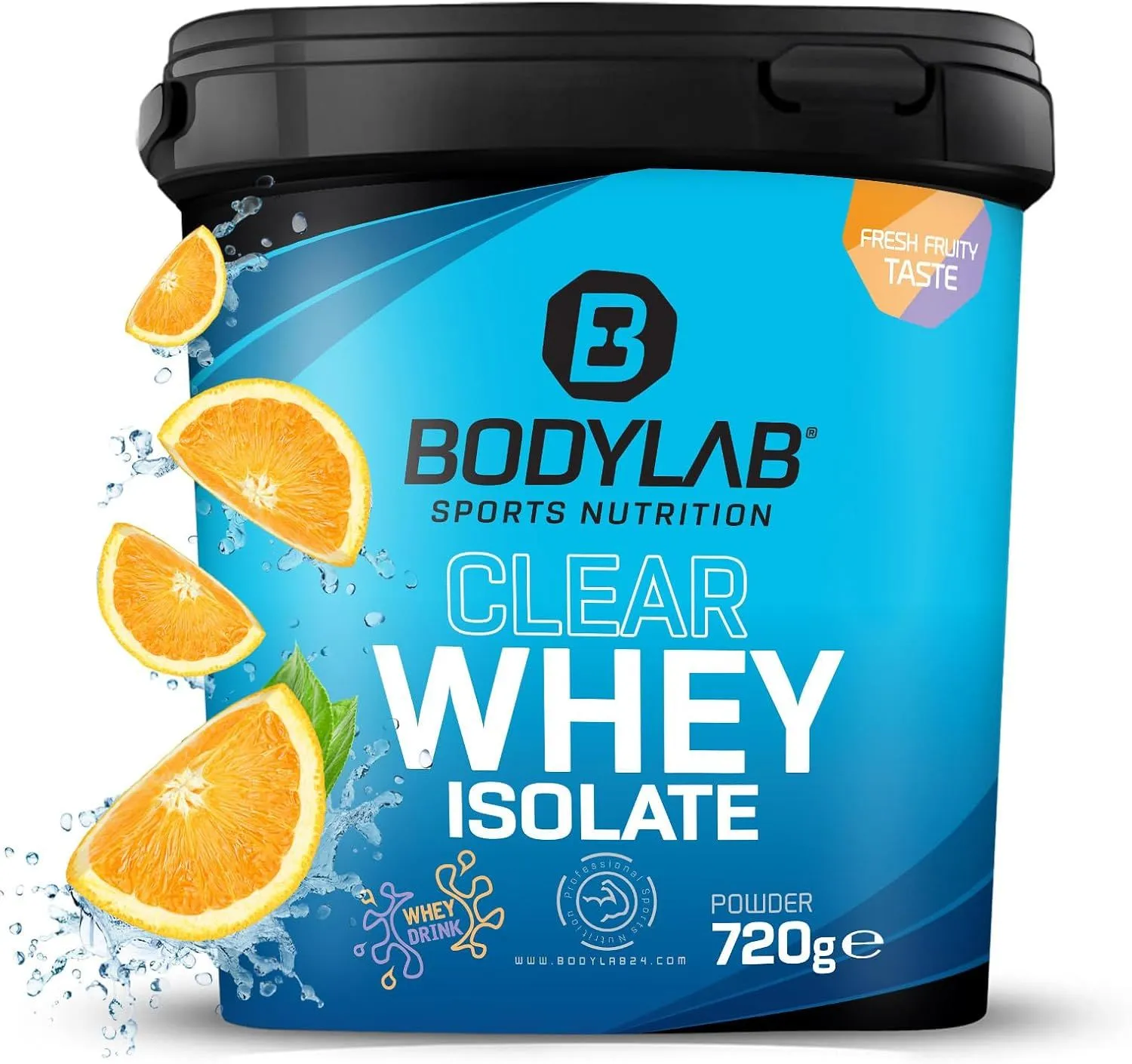 Bodylab24 Isolato di siero di latte chiaro all'arancia