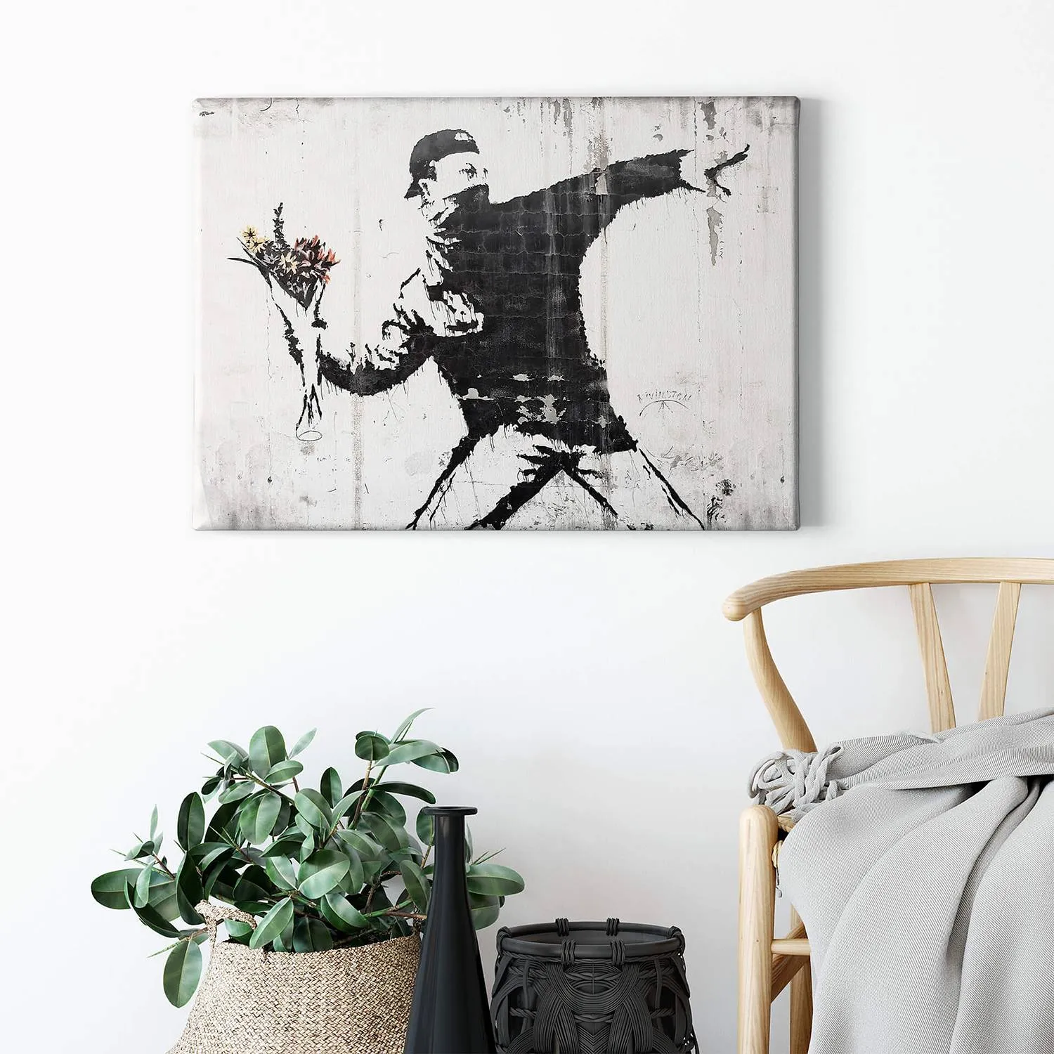 Canvas Banksy Flower Thrower, 