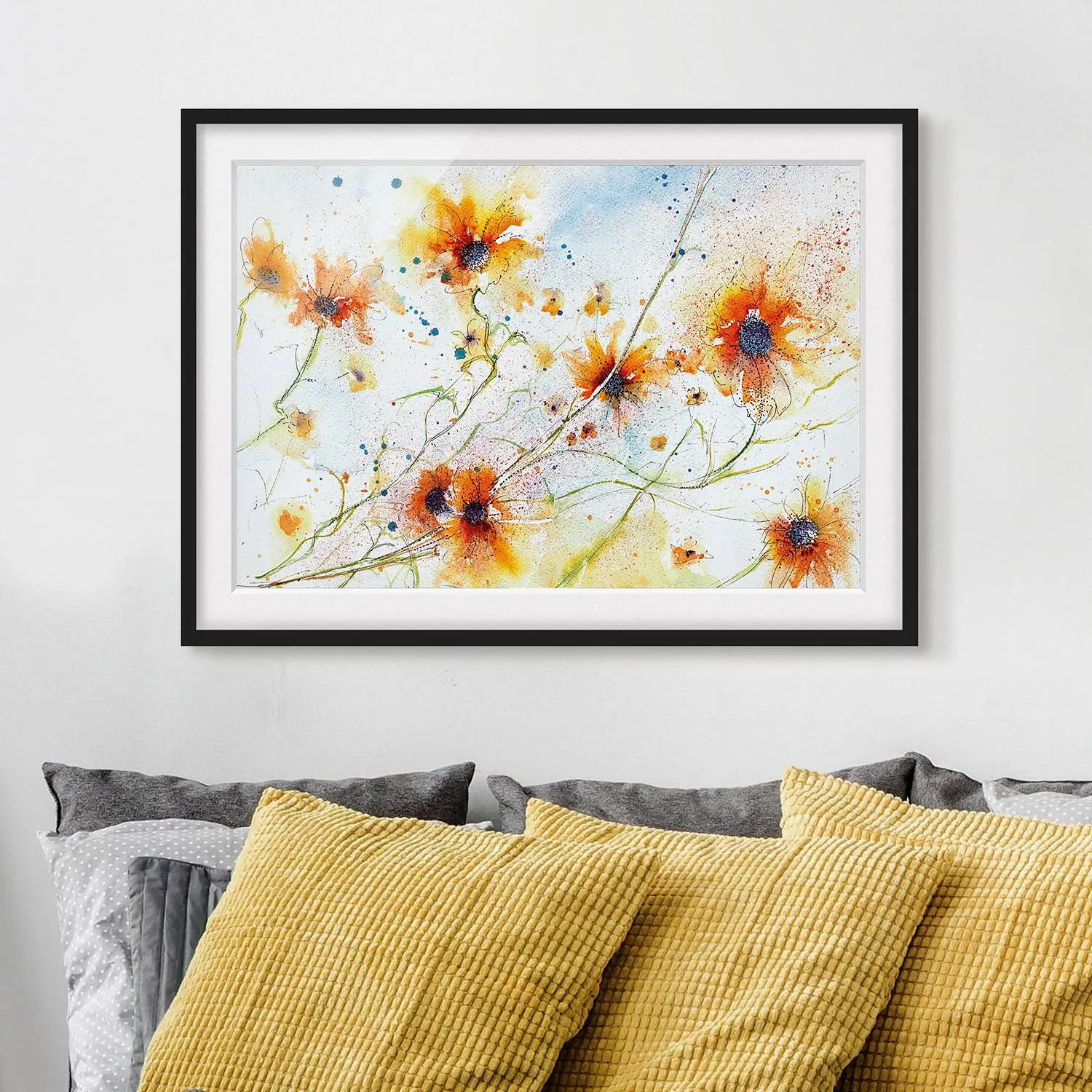 Poster con cornice Painted Flowers II, 